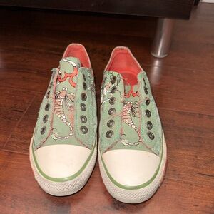 Green and Red Slip-On Ed Hardy Sneakers